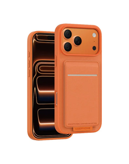 Keephone Suedea Multi-Function Wallet Case For Apple iPhone 17 Pro Max Foldable Kickstand | MagSafe Compatible - Orange