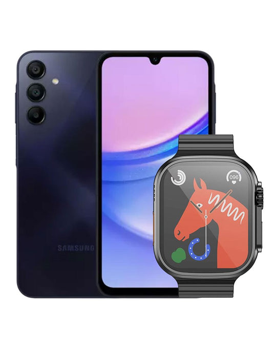 Samsung Galaxy A15 (2024)  4GB 128GB 4G Dual Sim (Brand New) Blue-Black + Hoco Smart Watch (Y12)