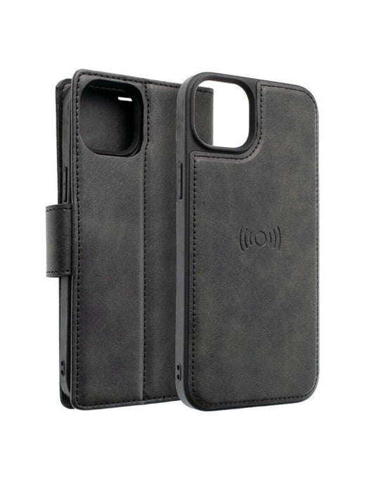 Magnetic Detachable Leather Wallet Case 2 in 1 For Samsung S23 - Black