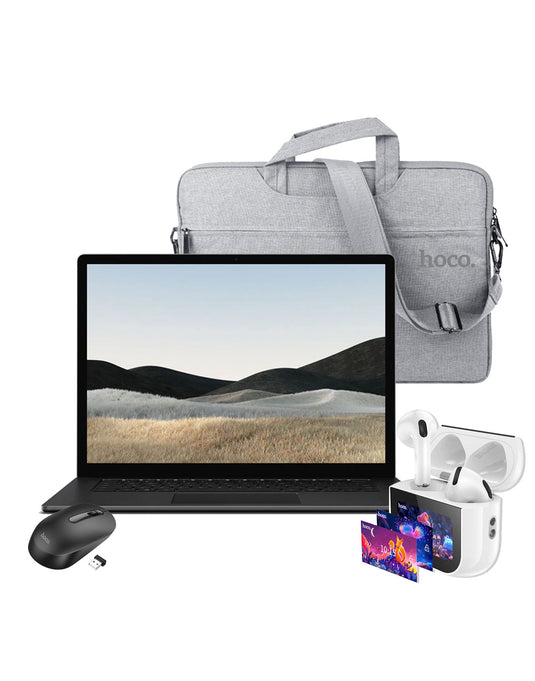Microsoft Surface Laptop 4 13.5-inch i5 11th Gen 8GB 512GB @2.60GHz Windows 11 Pro Touch Screen Laptop - Matte Black (Very Good Pre-Owned) + Laptop Bag + Wireless Mouse GM14 + TWS Bluetooth Earbud (EW82) (Bundle Deal)