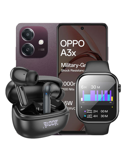Oppo A3X 4GB 64GB 4G (Brand New) + Hoco Smart Watch (Y30) + Hoco Earbuds (EQ5) (Bundle Deal)