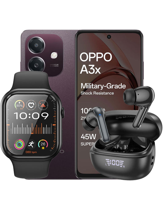 Oppo A3X 4GB 64GB 4G (Brand New) + Hoco Smart Watch (Y23) + Hoco Earbuds (EQ5) (Bundle Deal)