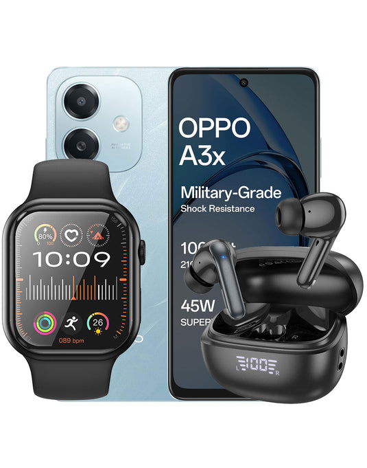 Oppo A3X 4GB 64GB 4G (Brand New) + Hoco Smart Watch (Y23) + Hoco Earbuds (EQ5) (Bundle Deal)