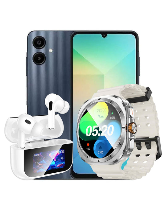 Samsung Galaxy A06 (2024) 4GB 64GB 4G (Brand New) + Smart Watch (Y29) + Earbuds (EW79) (Bundle Deal)