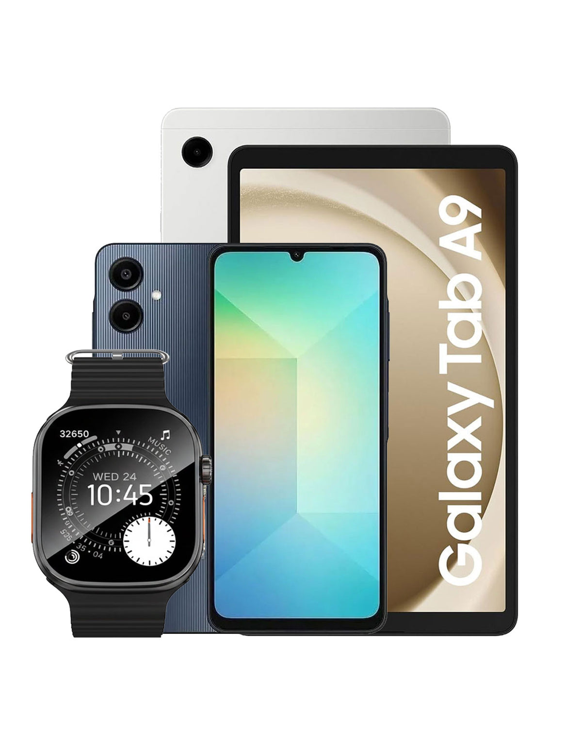 Samsung Galaxy A06 (2024) 4GB 64GB 4G (Brand New) + Galaxy Tab A9 (2023) 8.7-inch 4GB 64GB Wifi Only + Smart Watch (Y23 Ultra) (Bundle Deal)