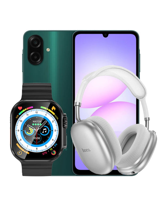 Samsung Galaxy A07 4GB 128GB 4G - Green (Brand New) + Bluetooth Headset (W55 PLUS) + Smart Watch (Y23 Ultra) (Bundle Deal)