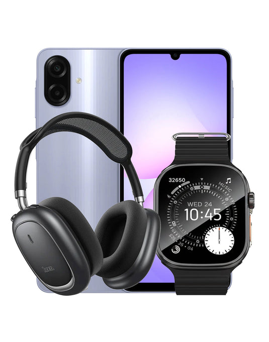 Samsung Galaxy A07 (2025) 4GB 64GB 4G Dual Sim - Light Violet (Brand New) + Smart Watch (Y42 Ultra) + Bluetooth Headset (W68) (Bundle Deal)