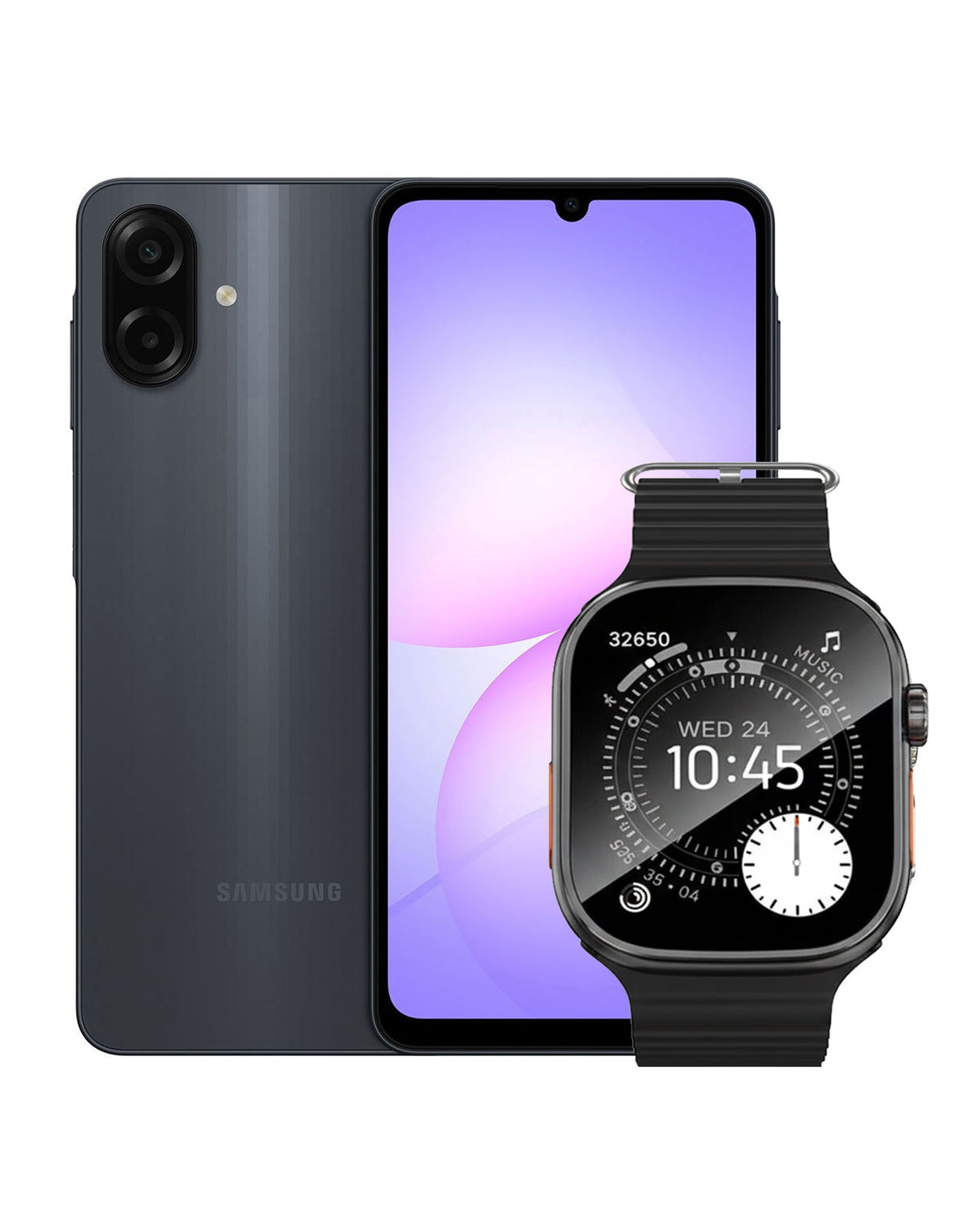 Samsung Galaxy A07 (2025) 4GB 64GB 4G Dual Sim - Black (Brand New) + Smart Watch (Y23 Ultra) (Bundle Deal)