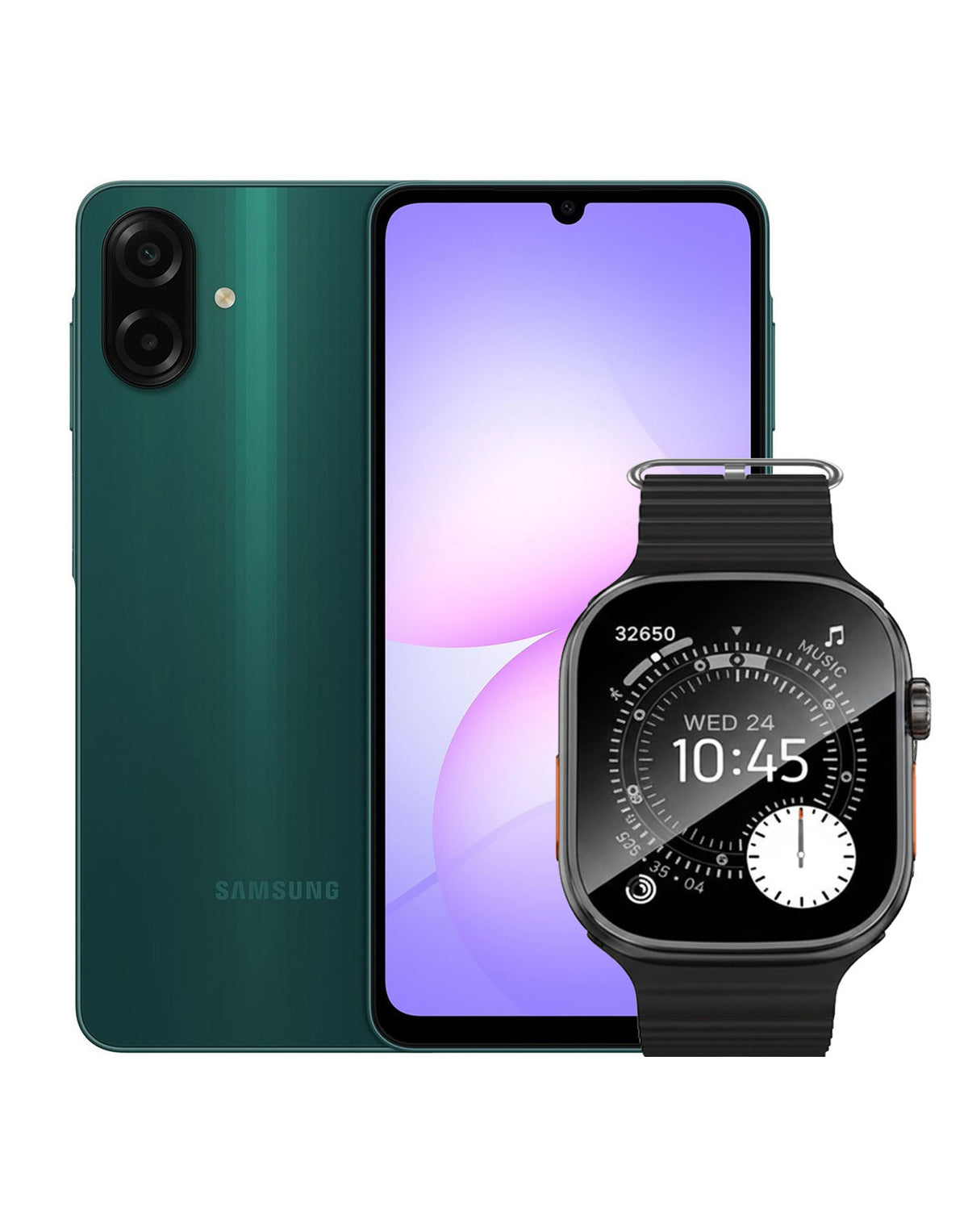 Samsung Galaxy A07 (2025) 4GB 64GB 4G Dual Sim - Green (Brand New) + Smart Watch (Y23 Ultra) (Bundle Deal)