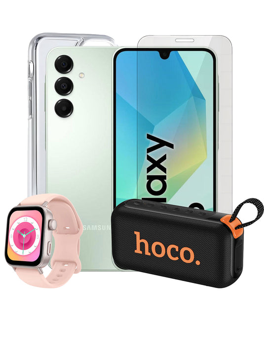 Samsung Galaxy A16 (2024) 4GB 128GB 4G Dual Sim Smartphone - Light Green (Brand New) + Bluetooth Speaker (HC32) + Smart Sports Watch (Y32) + Tempered Glass + Case (Bundle Deal)