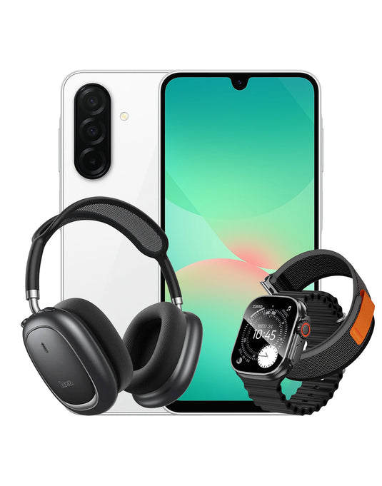 Samsung Galaxy A26 (2025) 6GB 128GB 5G Dual Sim Smart Phone (Brand New) + Smart Watch (Y42 Ultra) 2 Straps + Bluetooth Headset (W68) (Bundle Deal)