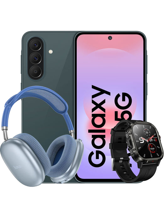 Samsung Galaxy A37 8GB 256GB 5G Dual Sim Smartphone - Awesome Grey Green (Brand New) + Smart Watch Y45 + Bluetooth Headset (W55) (Bundle Deal)