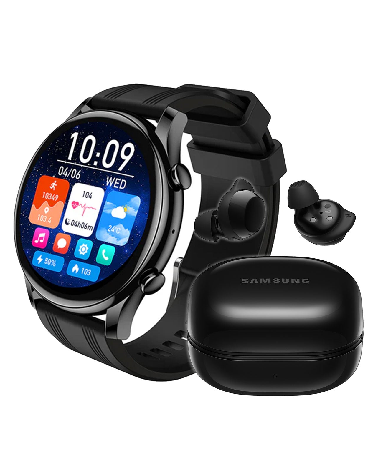 Samsung Galaxy Buds Core R410 Black + Smart Sports Watch Y38 | TechCrazy