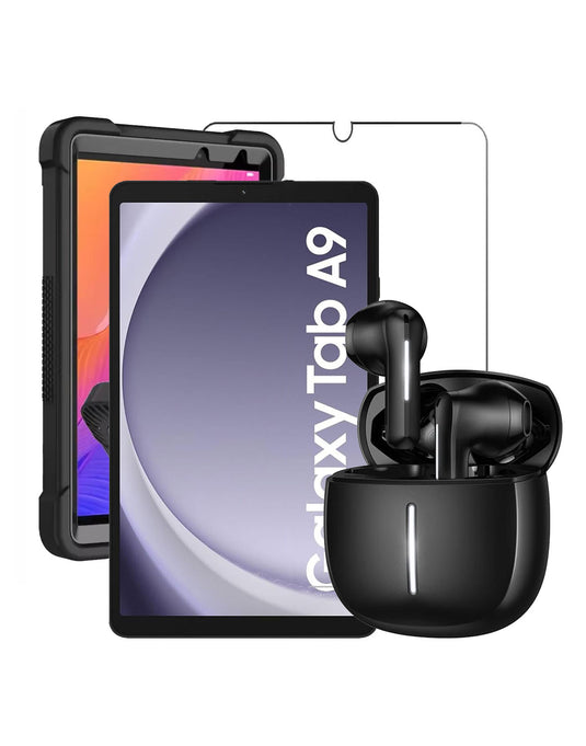 Samsung Galaxy Tab A9 (2023) 8.7-inch 4GB 64GB Wifi Only - Graphite (Brand New) + Tempered Glass + ShockProof Rugged Armor Case + TWS Earbuds (EQ33) (Bundle Deal)