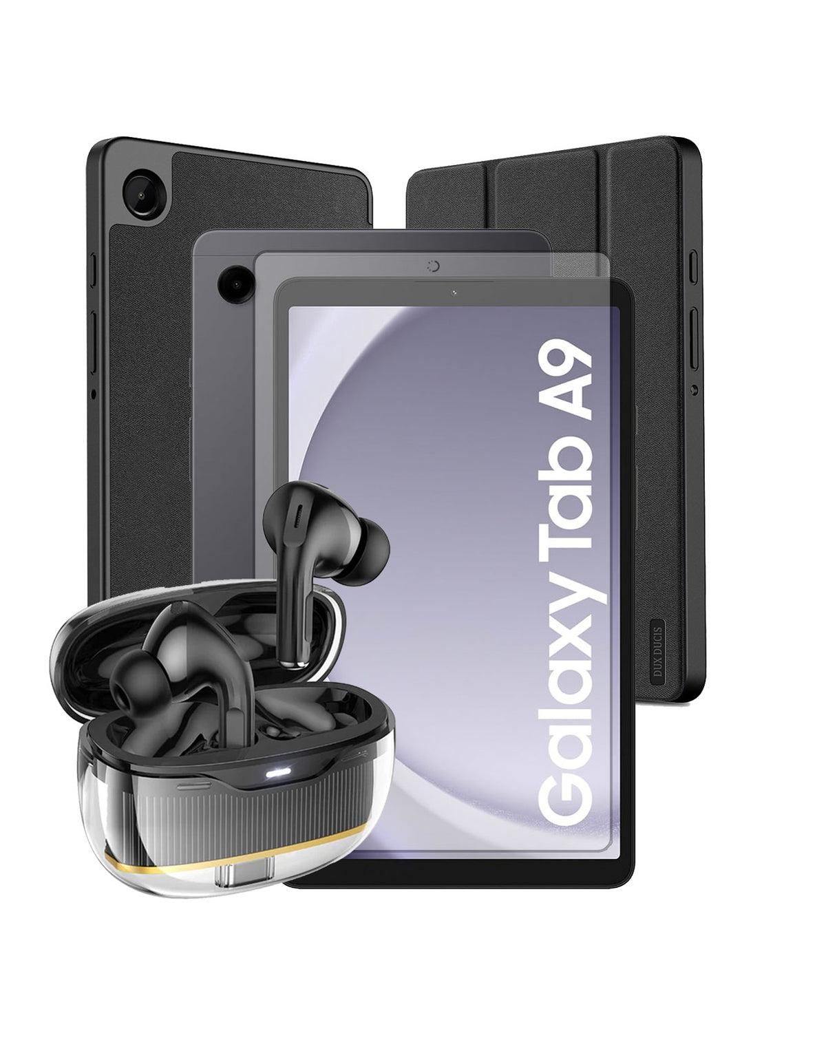Samsung Galaxy Tab A9 (2023) 8.7-inch 4GB 64GB Wifi + Cellular 4G - Graphite (Brand New) + TWS Bluetooth Earbuds (EW54) + 8.7-inch Case + Tempered Glass (Bundle Deal)