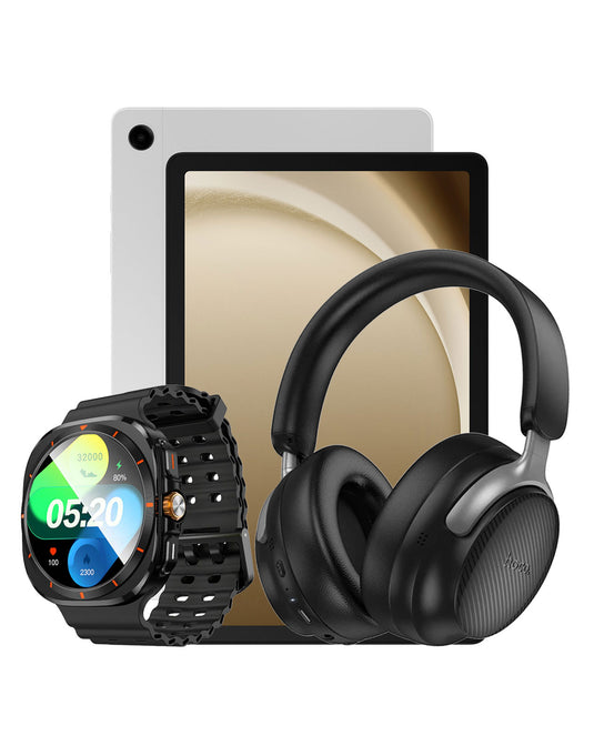 Samsung Galaxy Tab A9+ (2023) 11-inch 4GB 64GB Wifi Only - Silver (Brand New) + Smart Sports Watch (Y29) + Bluetooth Premium Headset (W53 Plus) (Bundle Deal)