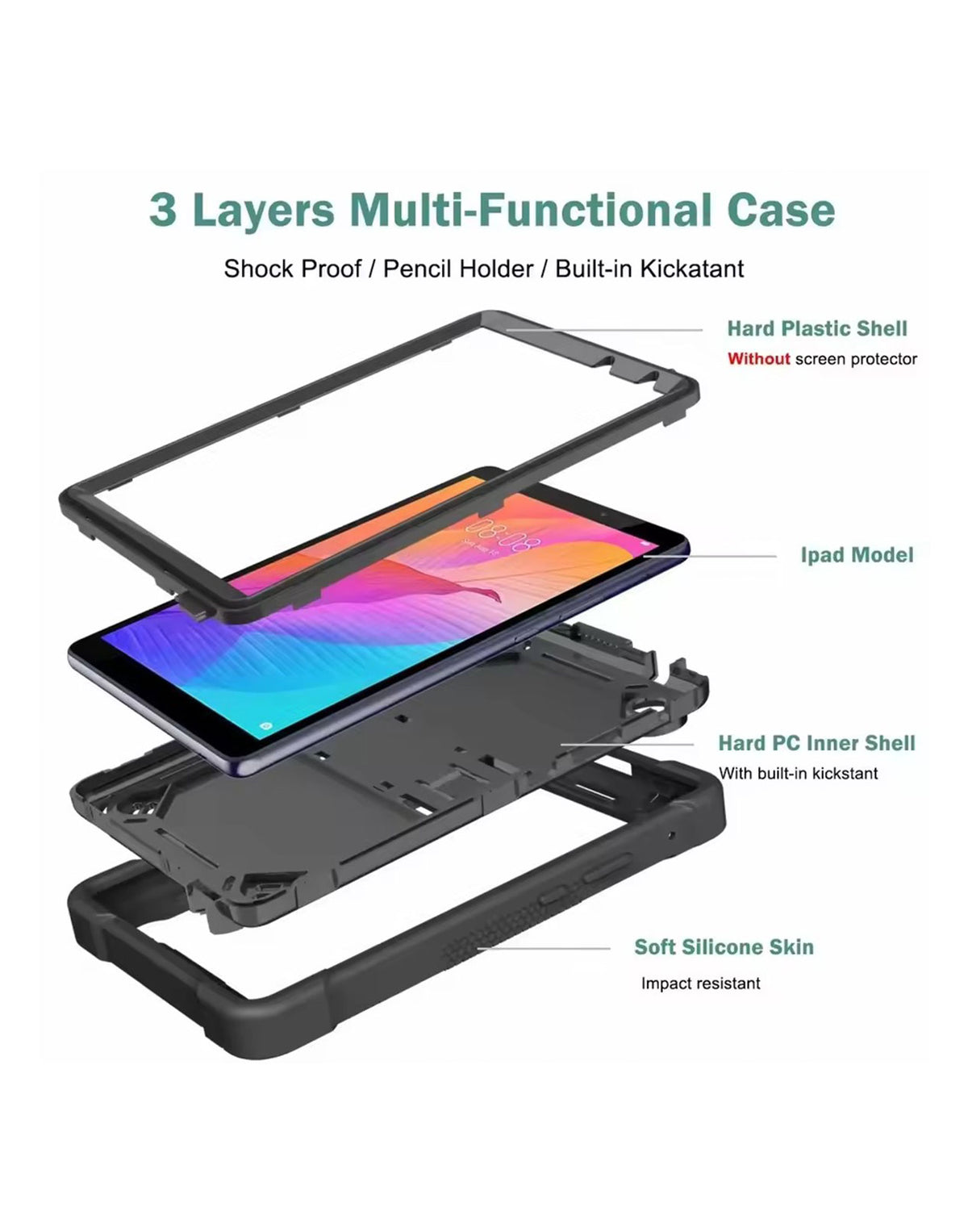 Samsung Tab A9 ShockProof Rugged Armor Case with Kickstand Case