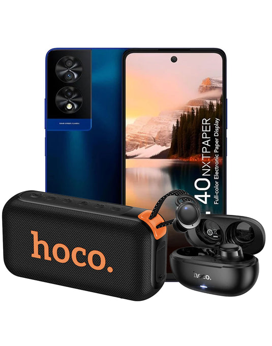 TCL 40 Nxtpaper 8GB 256GB 4G Smart Phone - Midnight Blue (As New-Refurbished) + Bluetooth Speaker (HC32) + Earbuds EW207 (Bundle Deal)