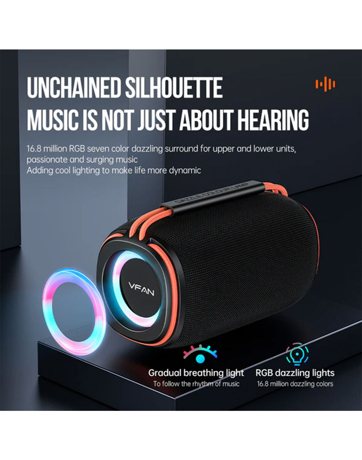 VFan Bluetooth Speaker 15W LED Ring Light Waterproof (BS07) (Brand New)