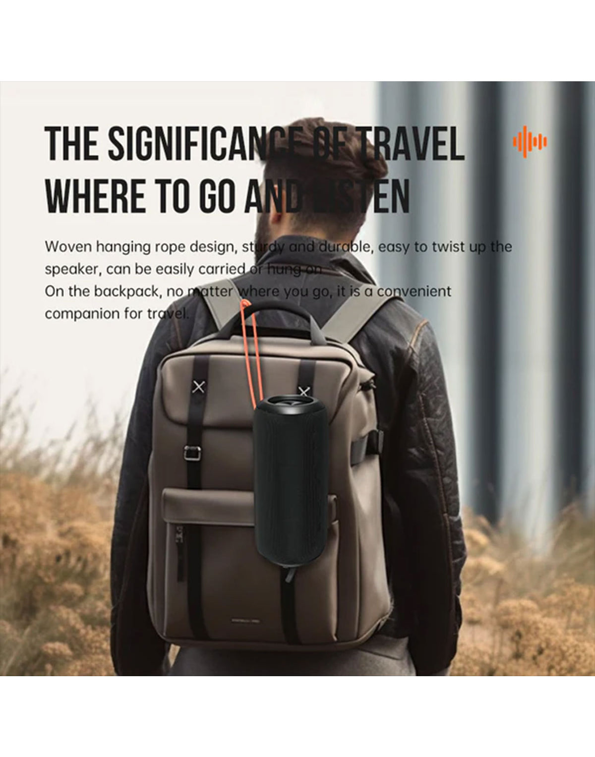 VFan (BS08) Bluetooth Speaker 30W Deep Bass With Strap Waterproof - Black (Brand New)