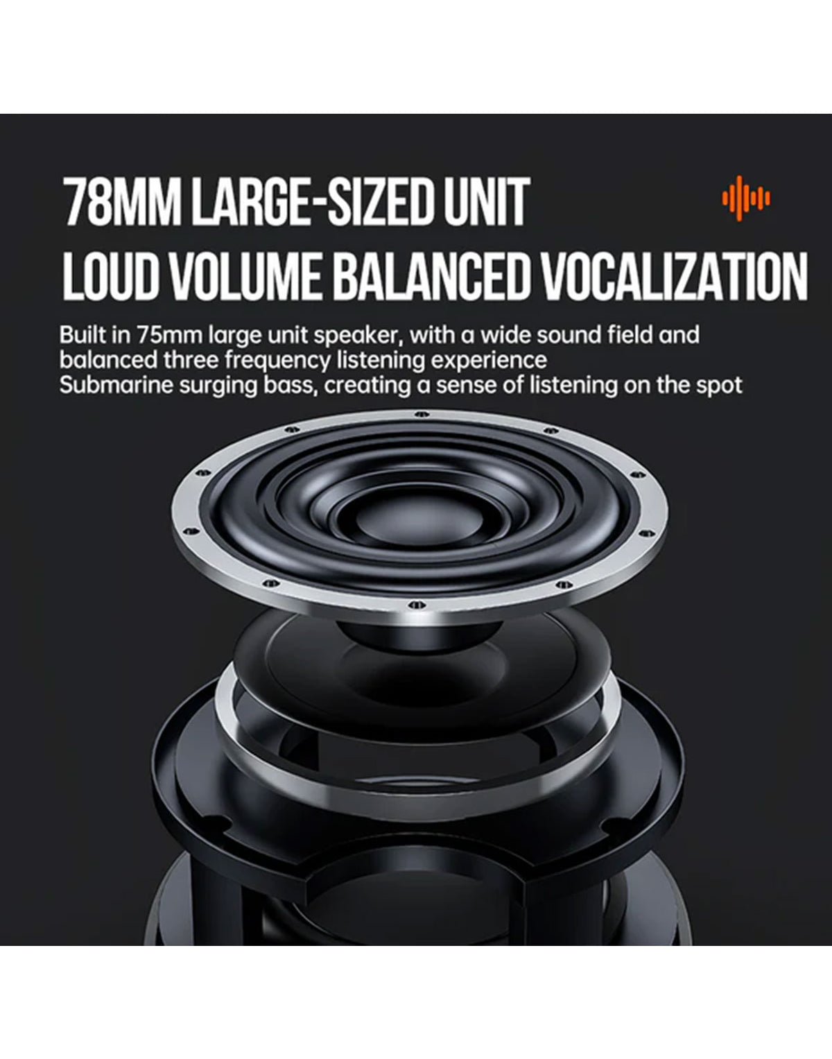 VFan (BS08) Bluetooth Speaker 30W Deep Bass With Strap Waterproof - Black (Brand New)