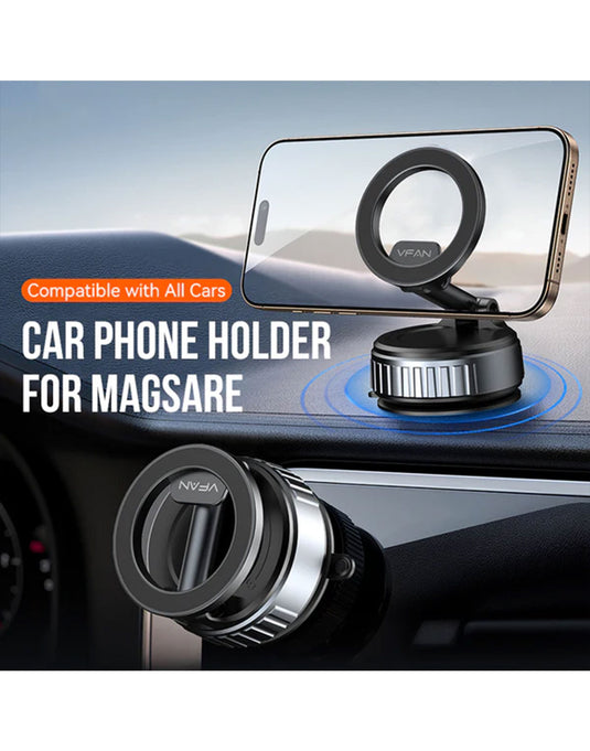 VFan Magnetic Multi-Surface Suction Cup Phone Mount with Foldable Arm (H08) - Brand New
