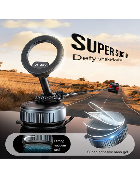 VFan Magnetic Multi-Surface Suction Cup Phone Mount with Foldable Arm (H08) - Brand New