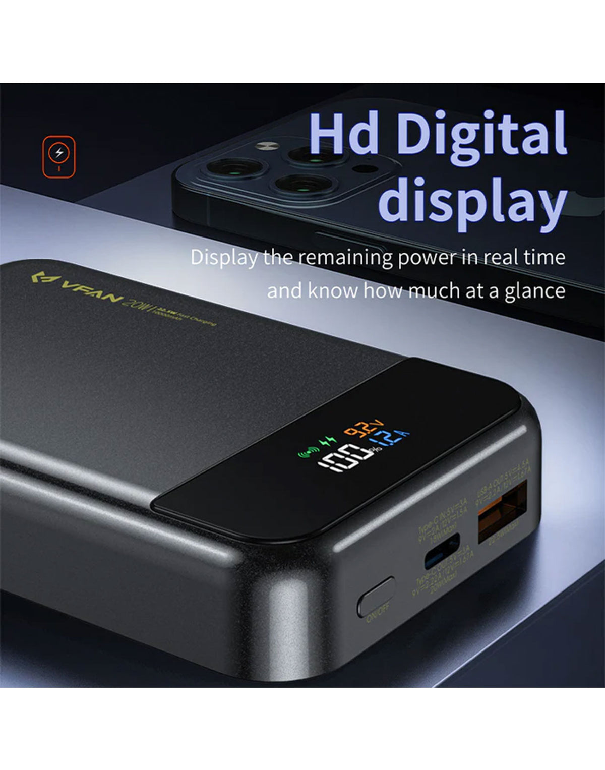 VFan Magnetic PD 22.5W Wireless Charging Power Bank (10000mAh) (F13)