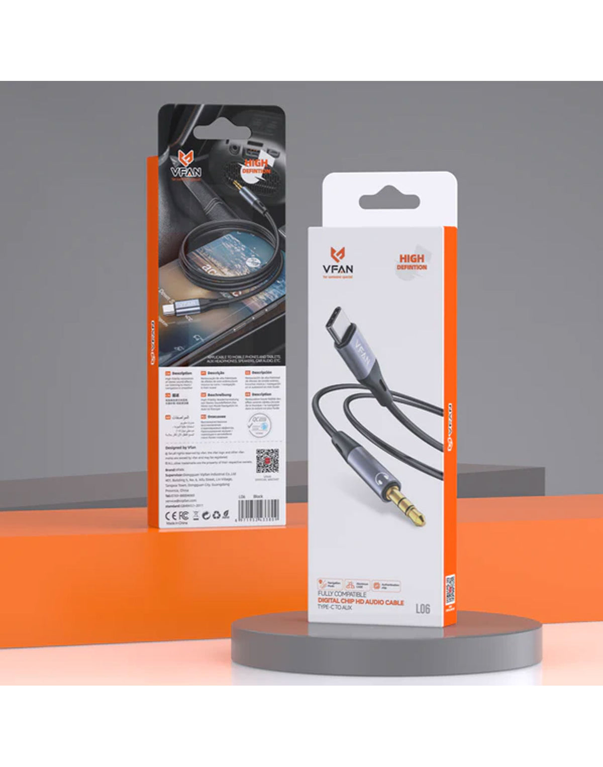 VFan USB-C to 3.5mm Aux Cable w/ HD Audio (L06)
