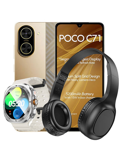 Xiaomi Poco C71 3GB 64GB 4G Dual Sim Smartphone (Brand New) + Free TPU Clear Case + Smart Sports Watch (Y29) + Bluetooth Headset W46 (Bundle Deal)
