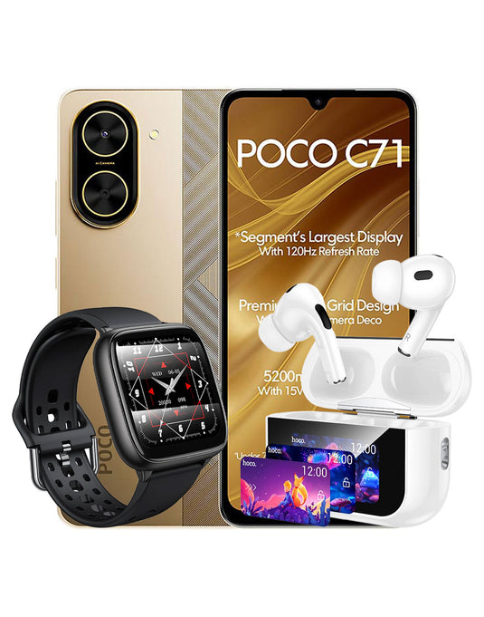 Xiaomi Poco C71 3GB 64GB 4G Dual Sim Smartphone (Brand New) + Free TPU Clear Case + Smart Sports Watch (Y36) + Earbuds (EW79) (Bundle Deal)