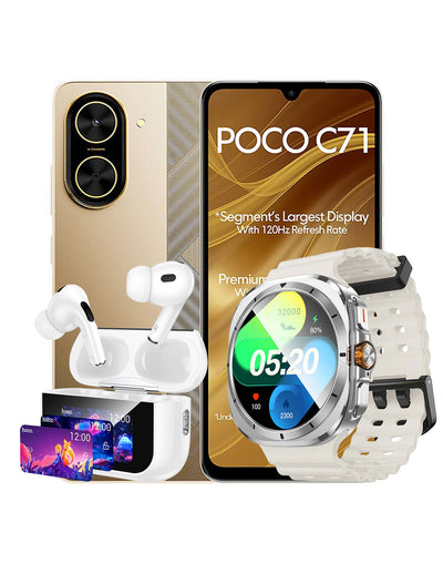 Xiaomi Poco C71 3GB 64GB 4G Dual Sim Smartphone (Brand New) + Free TPU Clear Case + Smart Sports Watch (Y29) + Earbuds (EW79) (Bundle Deal)