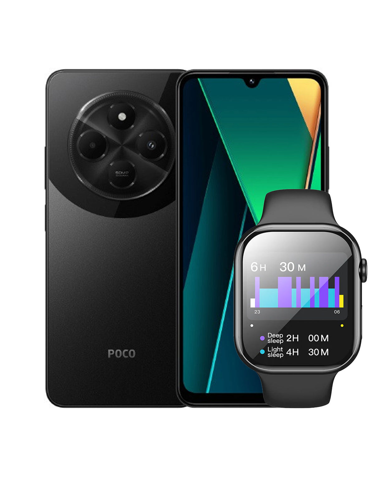 Xiaomi Poco C75 6GB 128GB 4G Dual Sim Smart Phone (Brand New) + Smart Watch (Y30) (Bundle Deal)