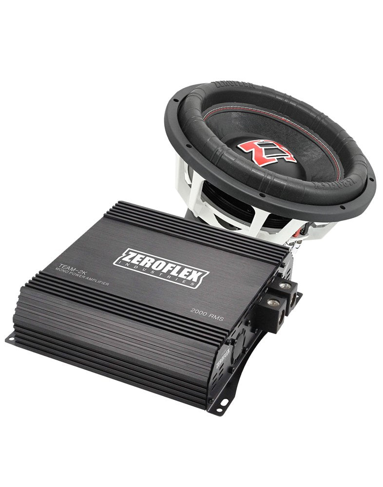 Zeroflex EVO-15 15" 1500W RMS Car Subwoofer + Zeroflex Team-2K 2000RMS Mono Amplifier (Bundle Deal)