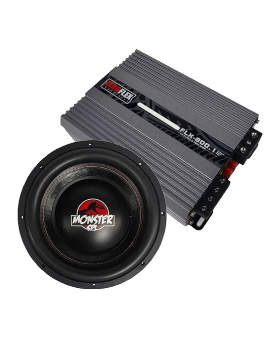 Zeroflex FLX-124 12-inch 800W RMS Monster Subwoofer - Black (Brand New) + Zeroflex FLX800.1 Mono Amplifier (Bundle Deal)