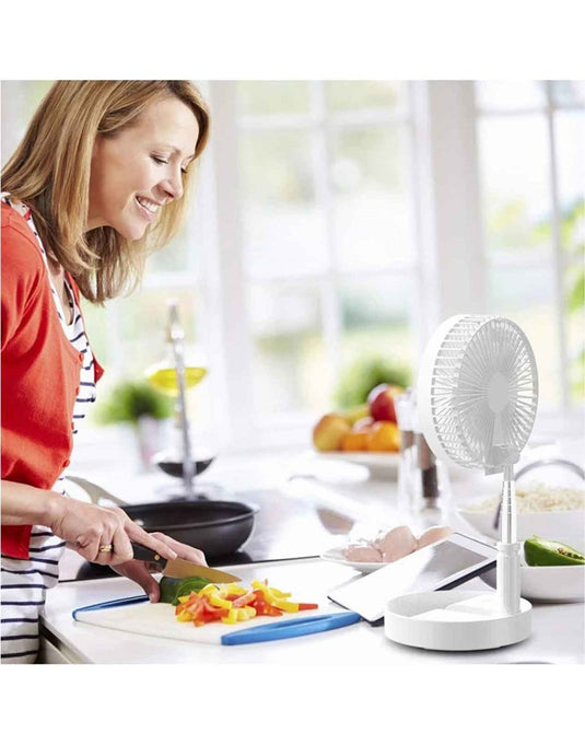 Foldable & Portable Desk and Floor Fan with USB Rechargeable 7200mAh Battery - TechCrazy