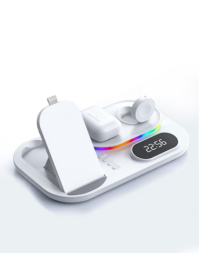 4-in-1 Wireless Charger with RGB Lights & Clock
