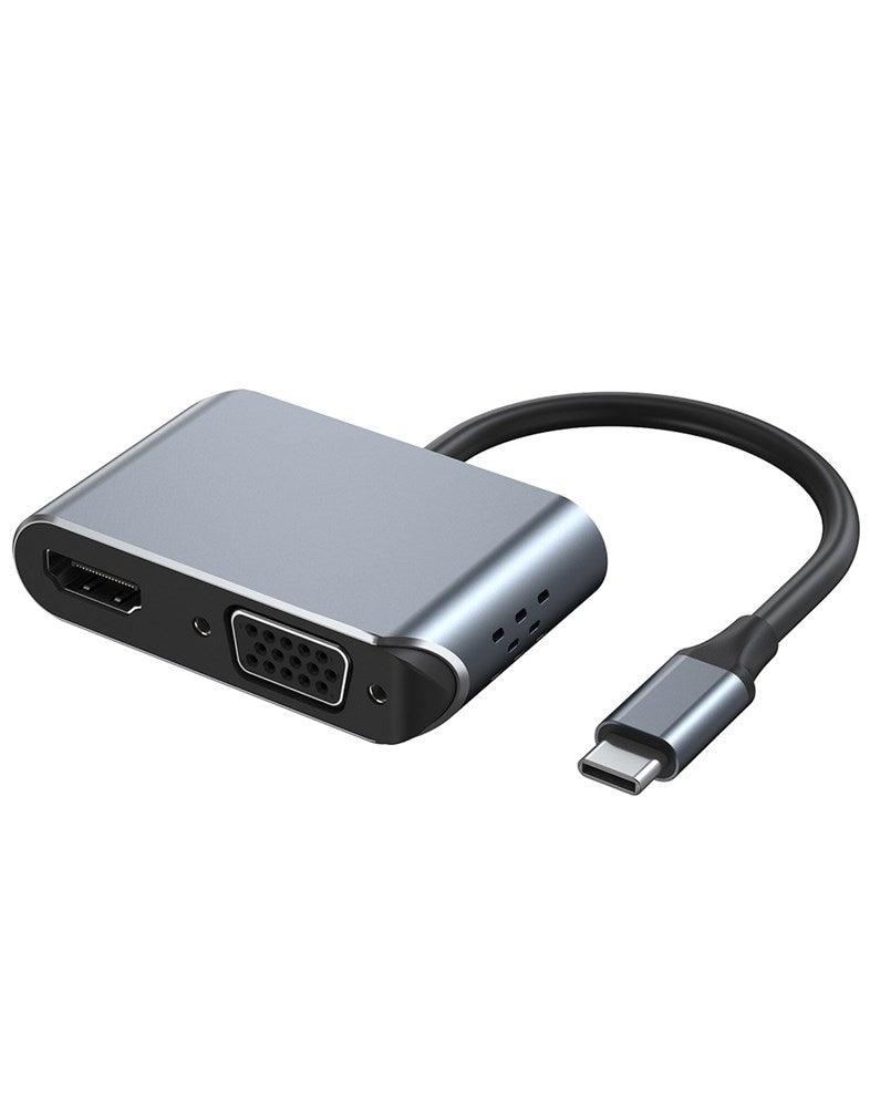 5 in 1 USB C Hub -HDMI+VGA+Audio+USB3.0+PD Support 4K/2K Support VGA Adapter(Audio Out)
