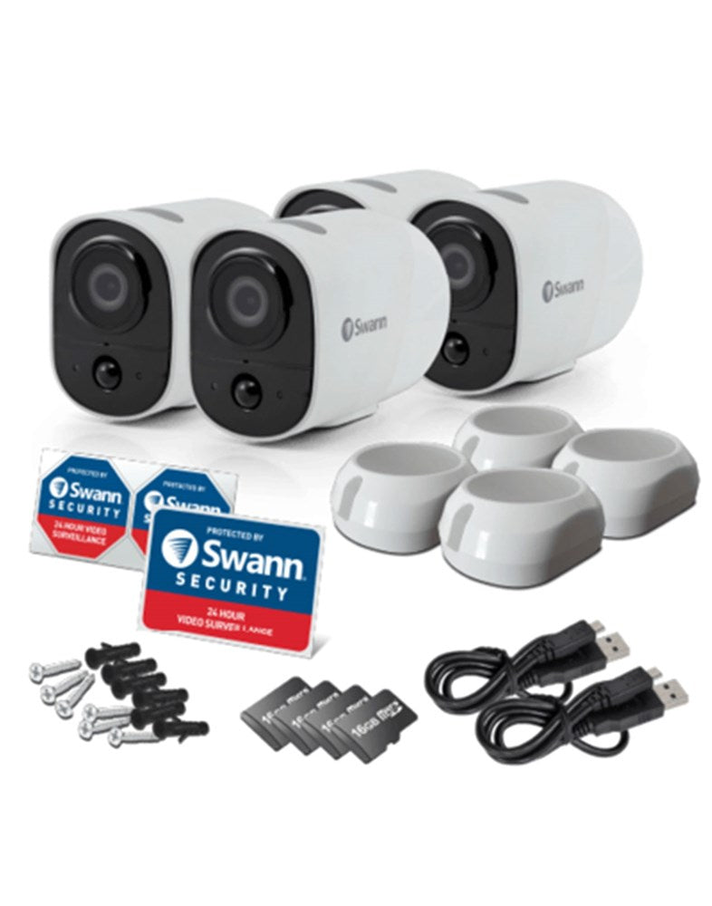 Swann Xtreem Wire-Free Security Camera w 16GB Card 4 Pack